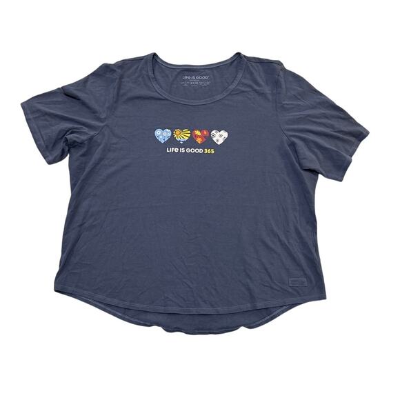 Life is Good Women’s XXXL T-Shirt – 4 Season Hearts Graphic – Navy Blue - Picture 1 of 6